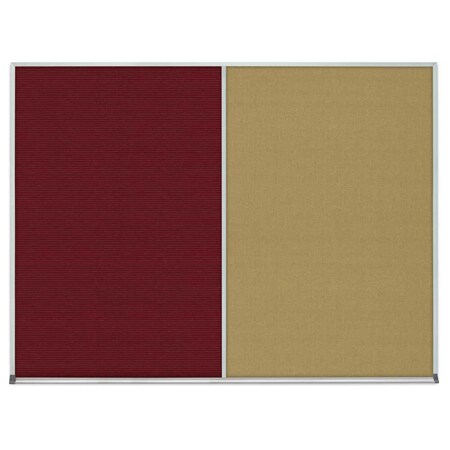United Visual Products Double Door Radius Corkboard, 48"x36", Sat UV7003RC-SATIN-BLSPRU